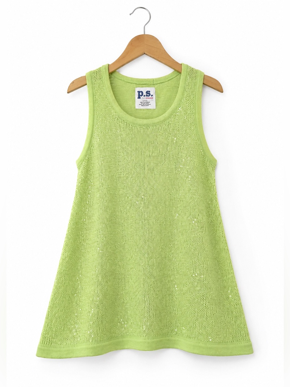 PSNY P.S. by Aeropostale Girls Tank Top Size L 12 Lime‎ Green Sequined NEW